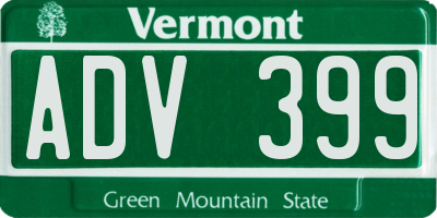 VT license plate ADV399