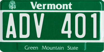 VT license plate ADV401
