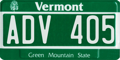VT license plate ADV405