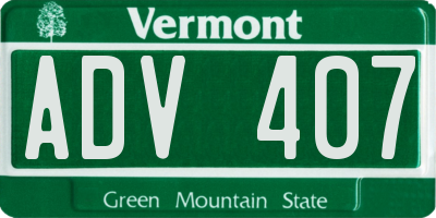 VT license plate ADV407