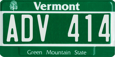 VT license plate ADV414