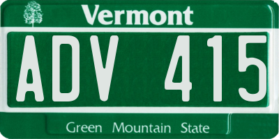 VT license plate ADV415