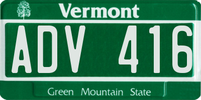 VT license plate ADV416