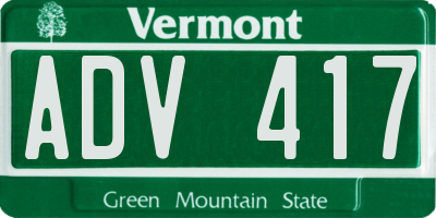 VT license plate ADV417