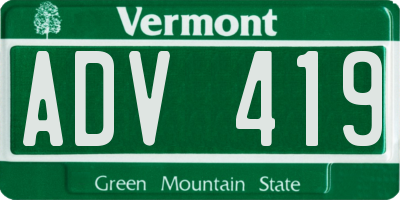 VT license plate ADV419