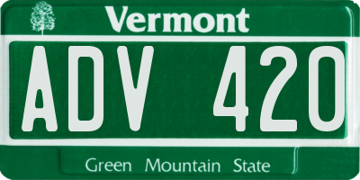 VT license plate ADV420