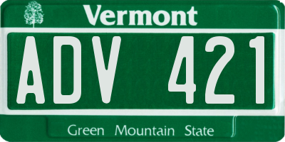 VT license plate ADV421