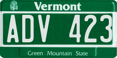 VT license plate ADV423