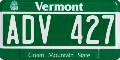 VT license plate ADV427