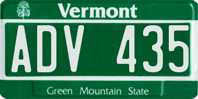 VT license plate ADV435