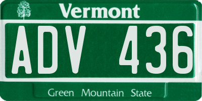 VT license plate ADV436