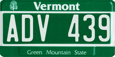 VT license plate ADV439
