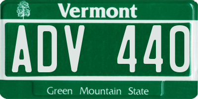VT license plate ADV440