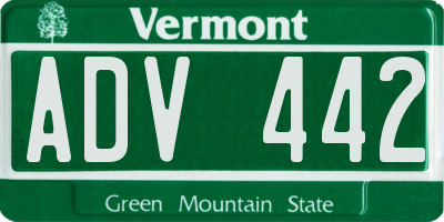VT license plate ADV442