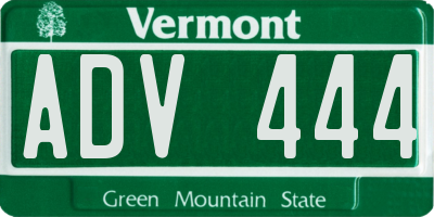 VT license plate ADV444