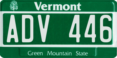 VT license plate ADV446