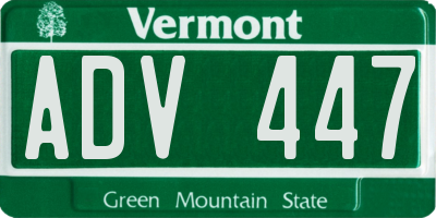 VT license plate ADV447