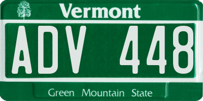 VT license plate ADV448
