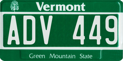 VT license plate ADV449
