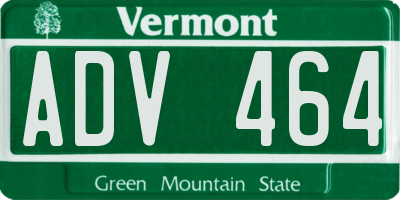 VT license plate ADV464