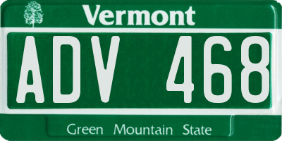 VT license plate ADV468