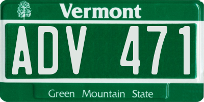 VT license plate ADV471