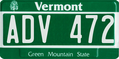 VT license plate ADV472