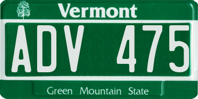VT license plate ADV475
