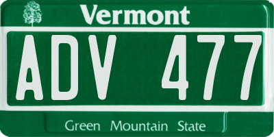VT license plate ADV477