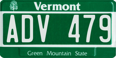 VT license plate ADV479