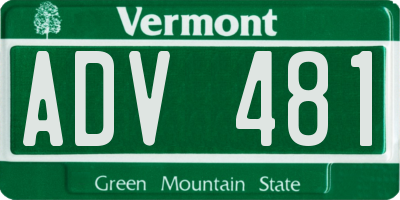 VT license plate ADV481