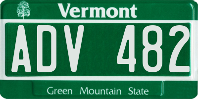 VT license plate ADV482
