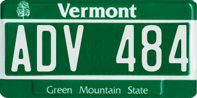 VT license plate ADV484