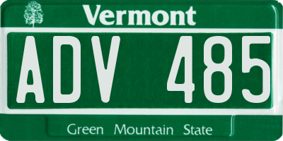 VT license plate ADV485