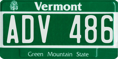 VT license plate ADV486
