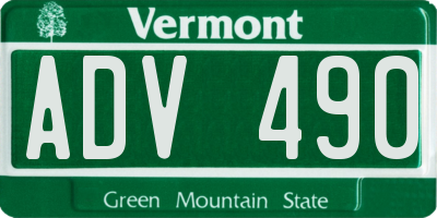 VT license plate ADV490