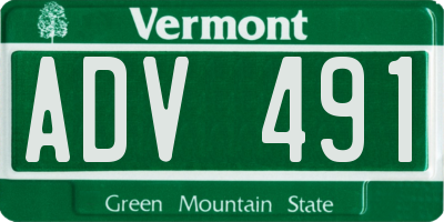 VT license plate ADV491