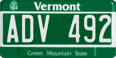 VT license plate ADV492