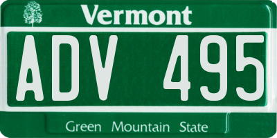 VT license plate ADV495