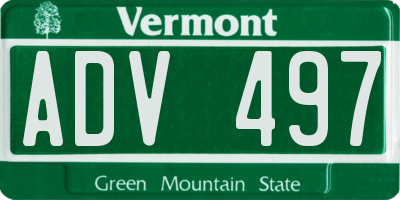 VT license plate ADV497