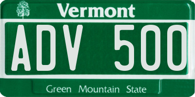 VT license plate ADV500