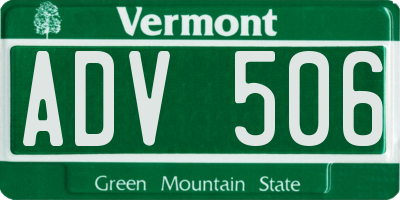 VT license plate ADV506