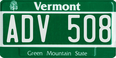 VT license plate ADV508