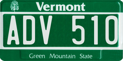 VT license plate ADV510