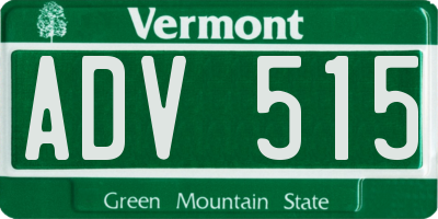 VT license plate ADV515