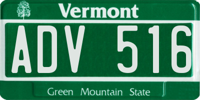 VT license plate ADV516