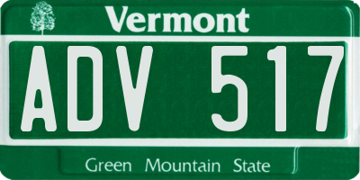 VT license plate ADV517