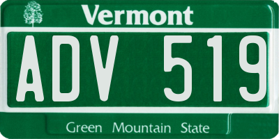 VT license plate ADV519
