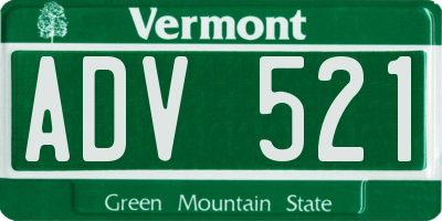 VT license plate ADV521