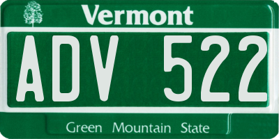 VT license plate ADV522